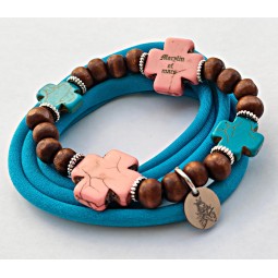 Bracelet "Pink&Blue" Cross x4